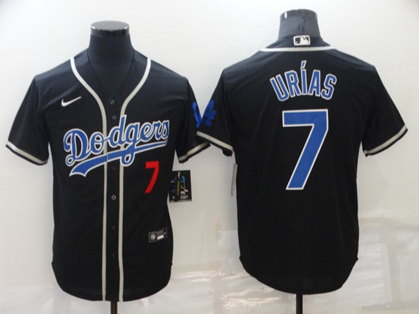 Men's Los Angeles Dodgers #7 Julio Urias Black Cool Base Stitched Baseball Jersey